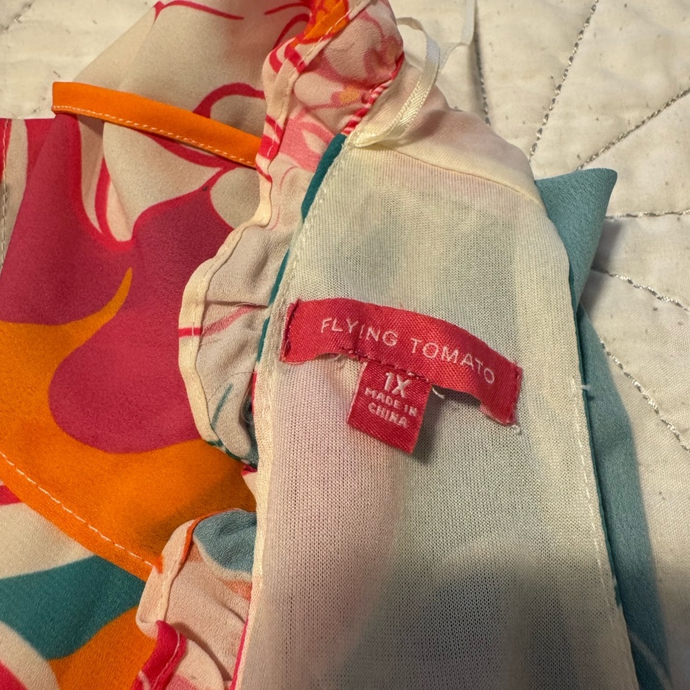 Flying Tomato Teal and Orange Floral Dress - Picture 3 of 4